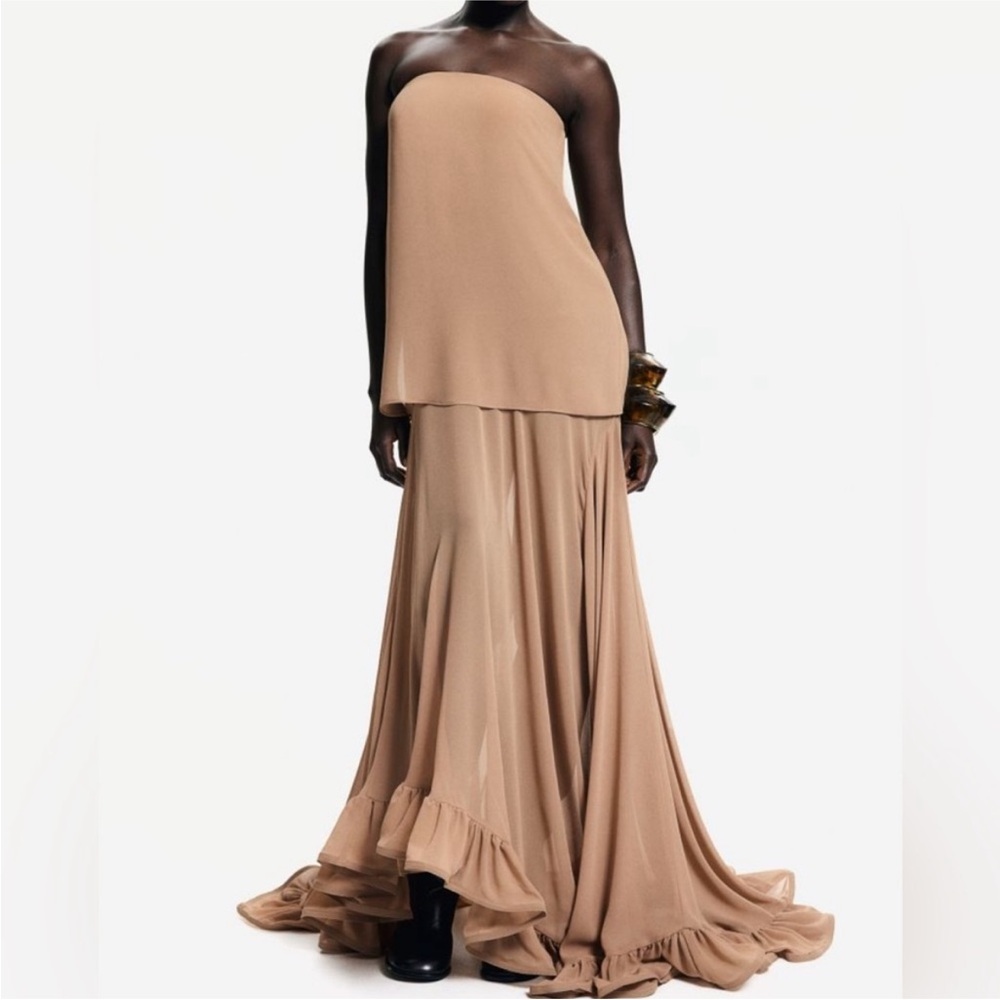 h&m draped voluminous bandeau dress